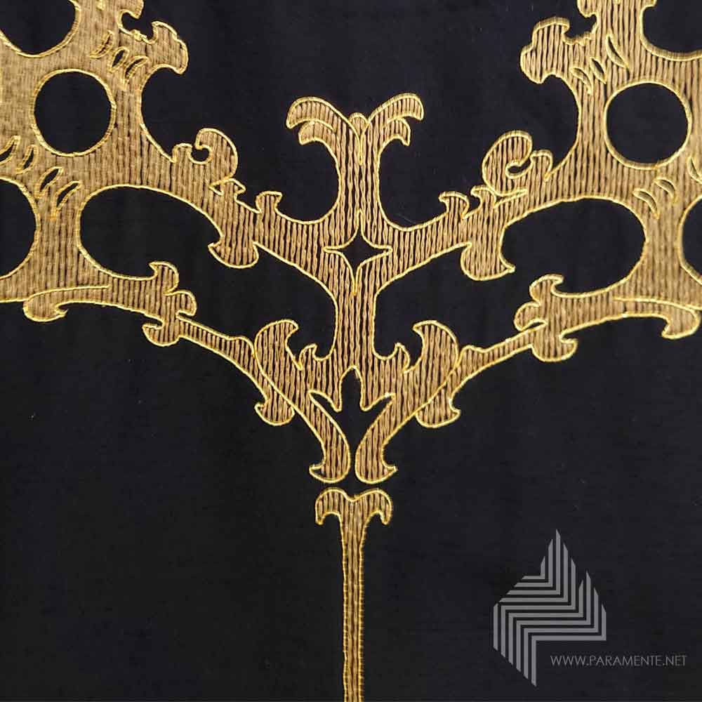 Claus Kilian Festgewand festornat Gewand Handstickerei Japangold Kasel Messgewand Ornat Priestergewand reine Seide Reinseidenfutter Shantungseide twist schwarz schwarzes Kasel schwarze Kasel schwarzes Messgewand Requiem