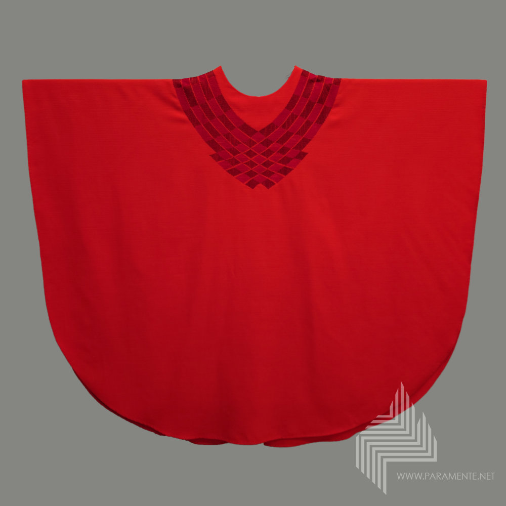 Claus Kilian Festgewand Gewand gewebt Handstickerei Hauptgewand Kasel Messgewand Priestergewand Reinseidenfutter twist rot rote Kasel rotes Messgewand