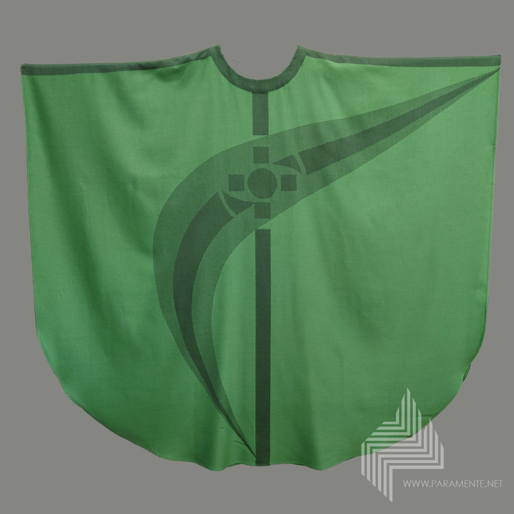 Claus Kilian eingewebtes Motiv Festgewand Gewand gewebt grün grüne Kasel Hauptgewand Jaquardgewebe Kasel Messgewand Ornat Priestergewand