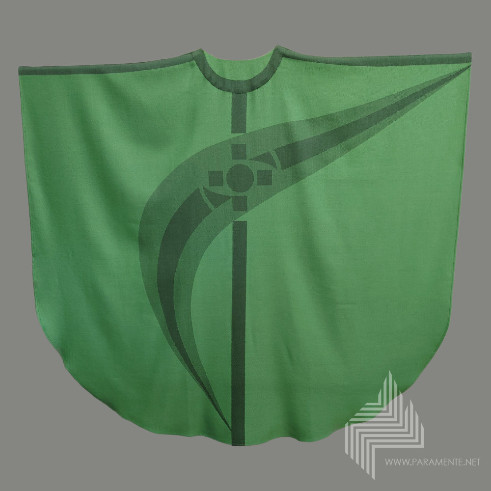 Claus Kilian eingewebtes Motiv Festgewand Gewand gewebt grün grüne Kasel Hauptgewand Jaquardgewebe Kasel Messgewand Ornat Priestergewand